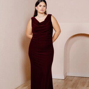 Velvet Burgundy Bridesmaid Dress